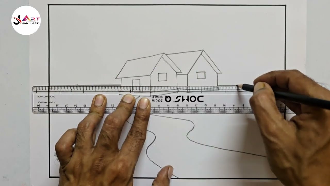 Scenery drawing easy sketch || Scenery drawing with pencil 