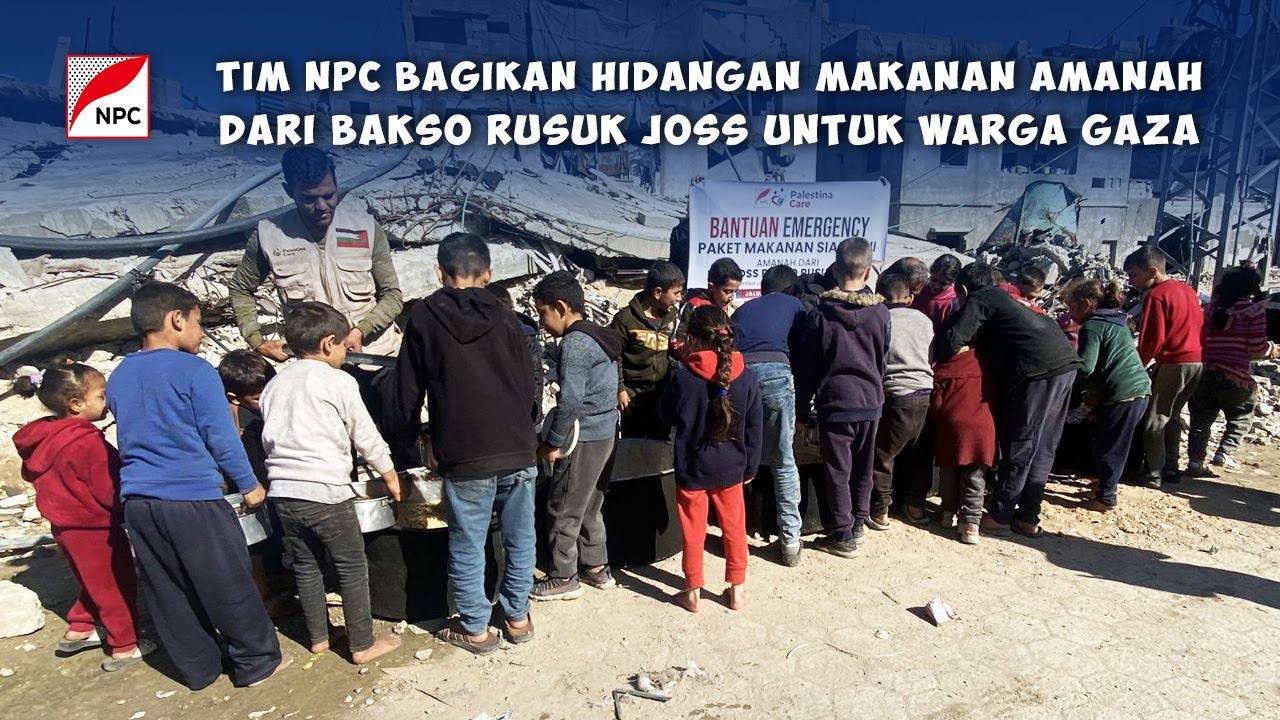 ANAK-ANAK GAZA TERSENYUM KETIKA DAPAT BANTUAN HIDANGAN MAKANAN DARI BAKSO RUSUK JOSS INDONESIA