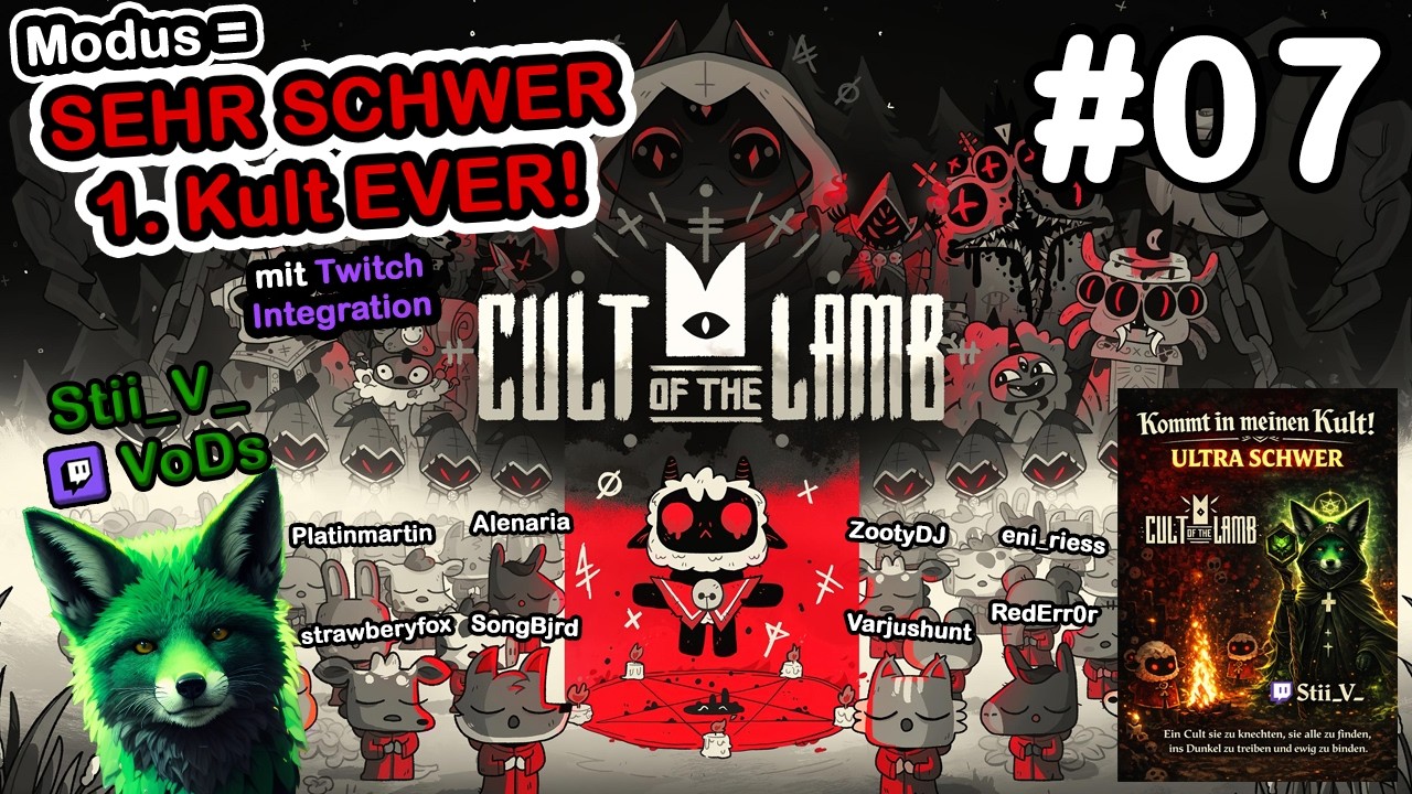 Cult of The Lamb [SEHR SCHWER] [#07] [Deutsch] 🐑 1. Kult + 100% Run | Twitch-Stream VoD von Stii_V_💚
