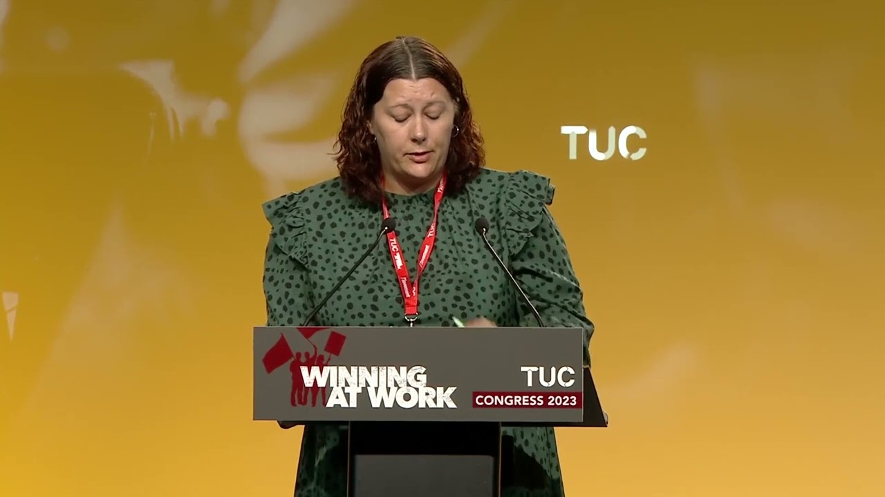 Sarah Woolley, Gen Sec of BFAWU supports MeTU motion at TUC Congress 2023