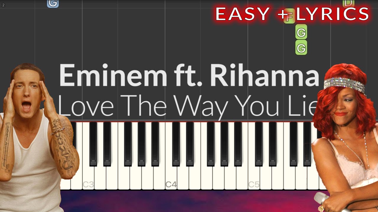 Eminem - Love the way you lie ft. Rihanna (Part II) EASY Piano Tutorial + Lyrics