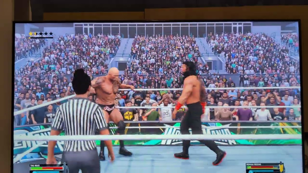 WWE 2K25 Gameplay The Rock vs Roman Reigns WrestleMania 40 Arena 