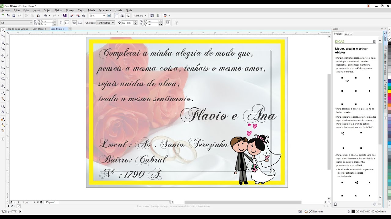 Como fazer efeito convite de casamento Corel Draw x7