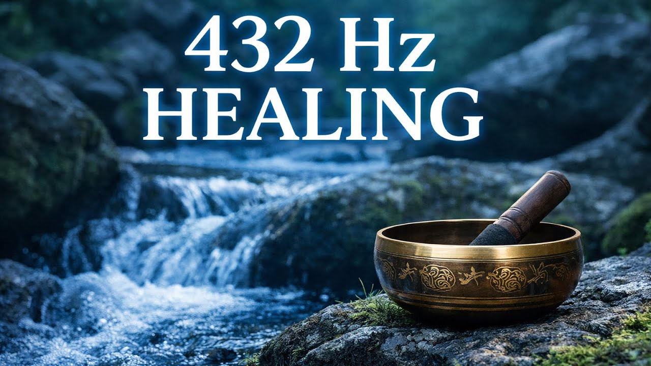 432 Hz Meditation Music Black Background• Water Stream & Tibetan Bowls | 30 Minutes Relaxing Sound