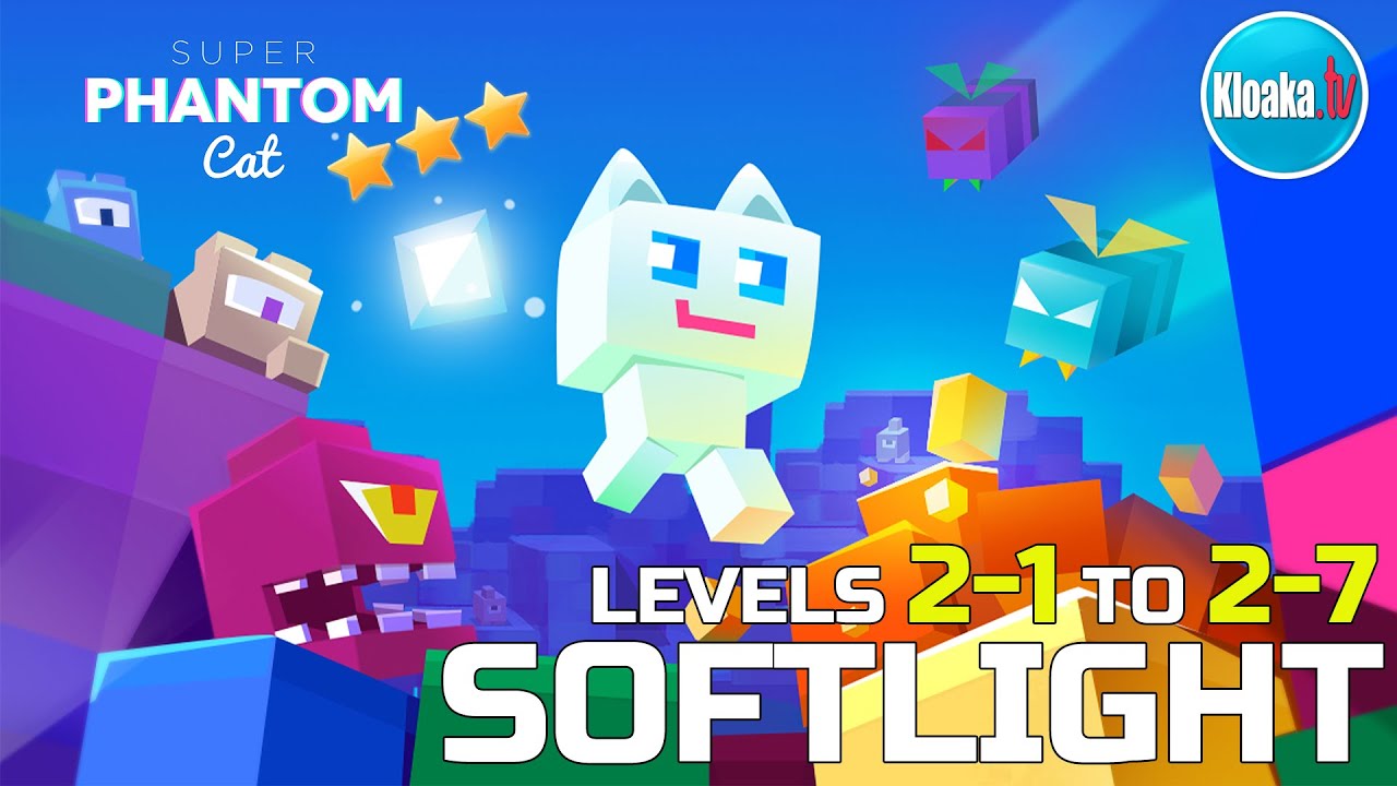 Super Phantom Cat - SOFTLIGHT - Levels 2-1 to 2-7 Walkthrough (3 Stars)