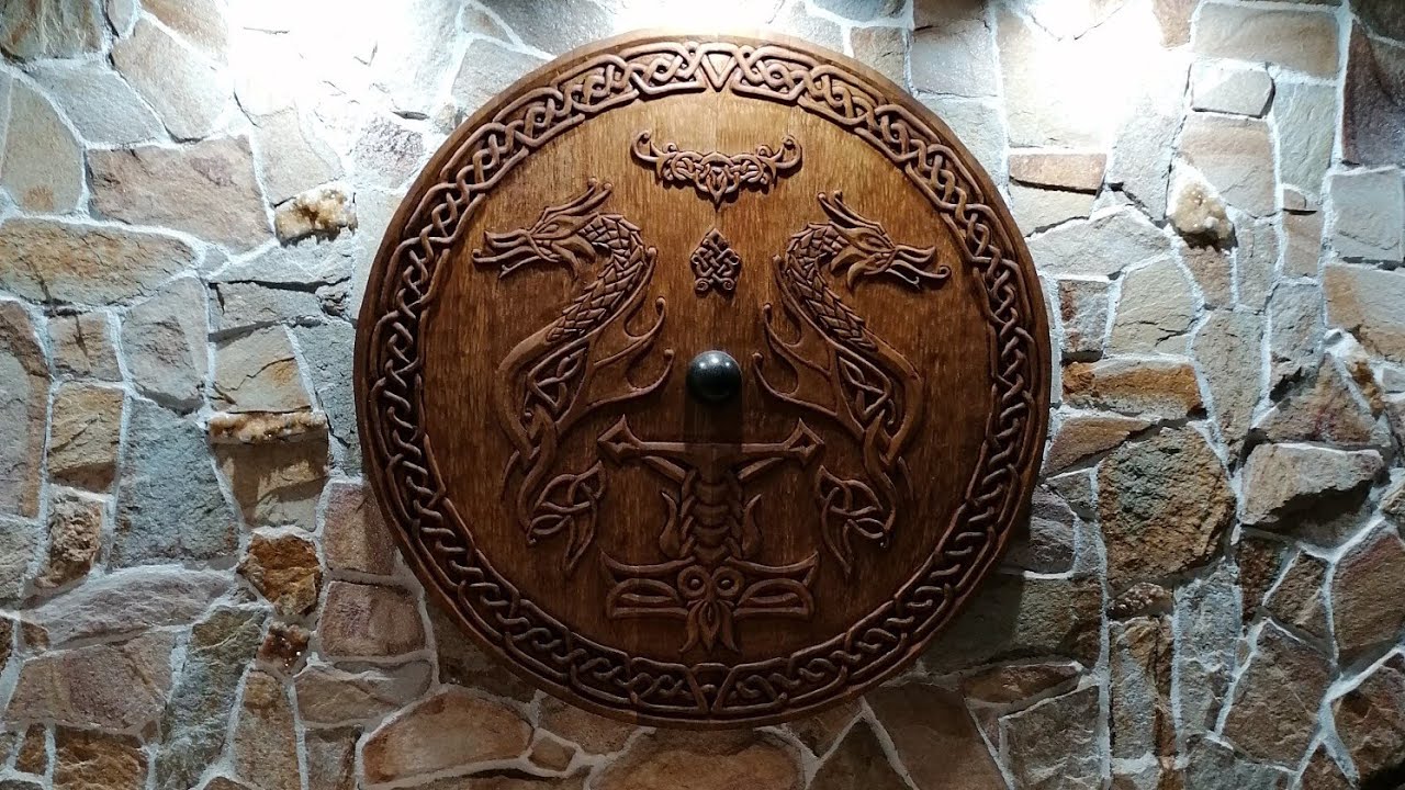Cool hand-carved Celtic wooden shield! 1000 mm in diameter! Dremel 4200, Dremel VersaTip, Hand Tools
