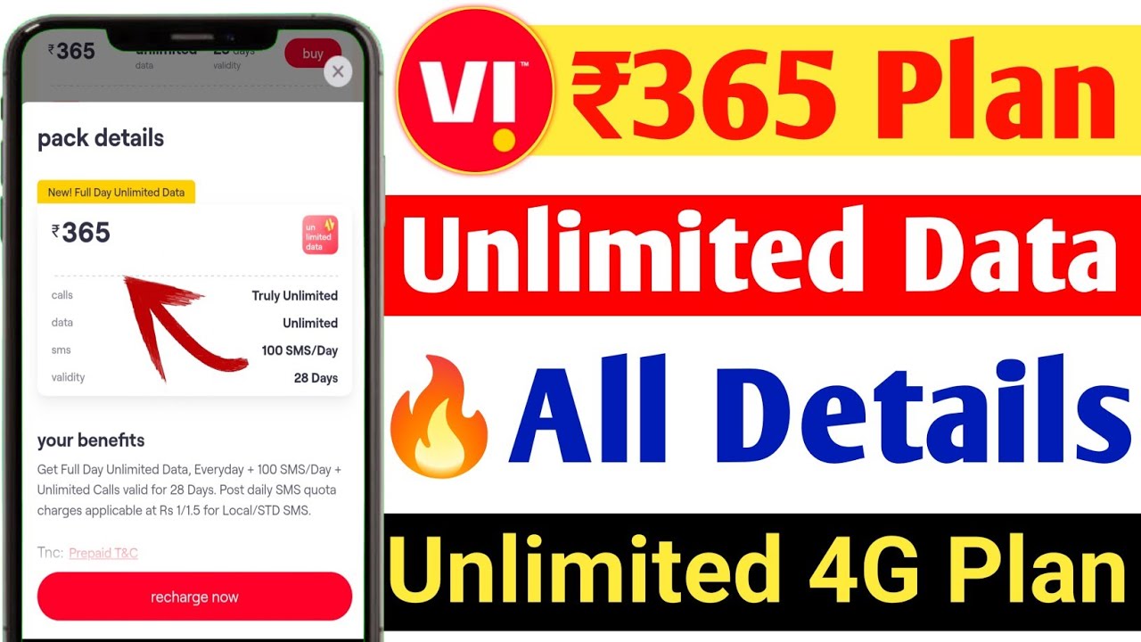Vi ₹365 Plan Details Unlimited 4G Data 🔥| Vi 365 Unlimited Data Plan | Vi New Unlimited 4G Plans 365