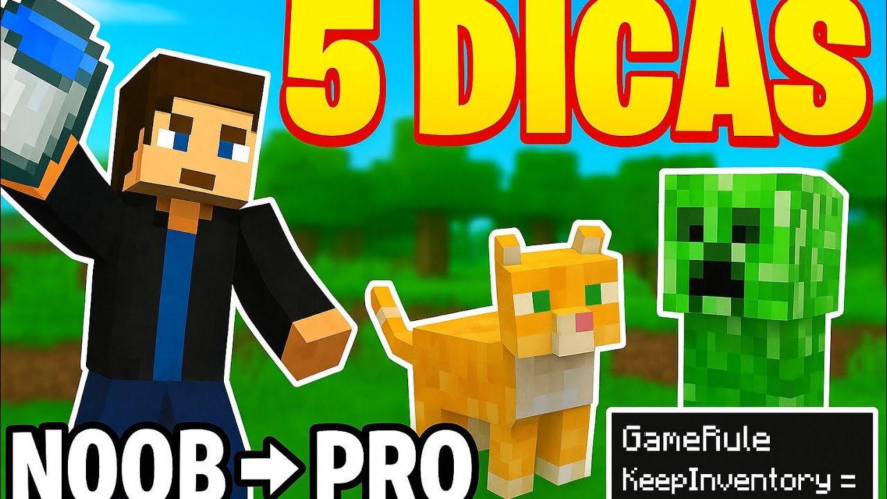 5 DICAS TRUQUES PARA INICIANTE NO MINECRAFT!!