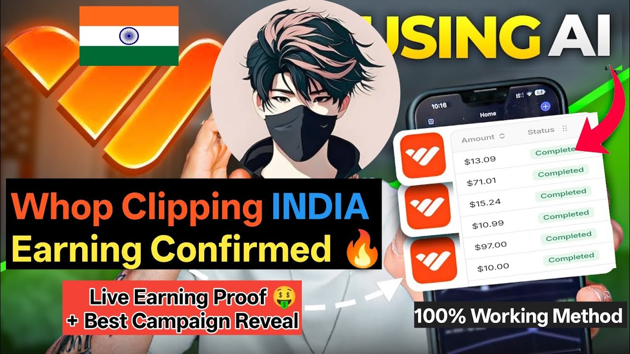 Whop Clipping India Full Tutorial | 100% Real Live Earning 🤑 Proof | Step-By-Step Guide 2025!