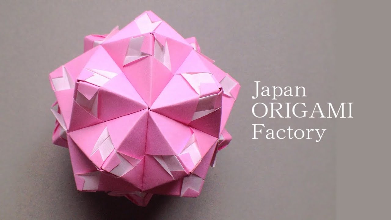 折り紙 くす玉_No,12 平安の梅 Origami Kusudama