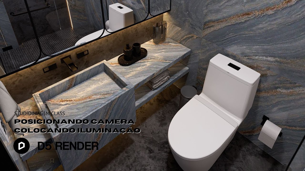 AULA 01 BANHEIRO MARMORIZADO - COLOCANDO ILUMINAÇÃO E POSICIONANDO CAMERA | D5 RENDER 2.7 |