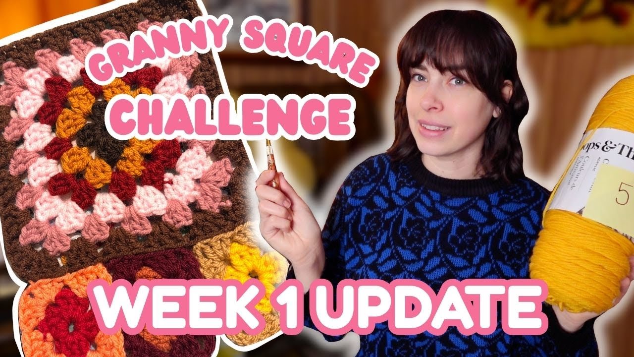 24 day of GRANNY SQUARES * week 1 update video on my squares *