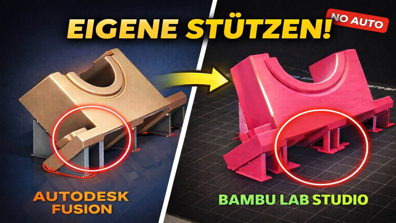 Eigene Stützen in Autodesk Fusion erstellen | 3D-Druck mit Bambu Lab Studio Tutorial Schulung