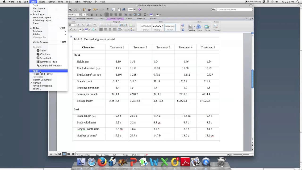 How to Align Decimals in Columns of Microsoft Word Tables