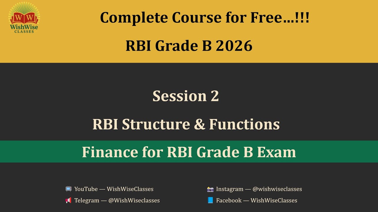 Session 2 | Functions of Reserve Bank of India (RBI) || Complete Finance | RBI Grade B Phase 2
