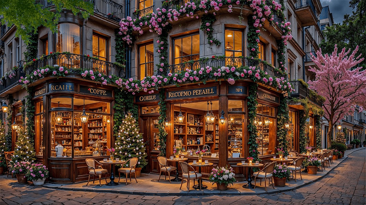 Cozy Coffee Shop Ambience 🍃 Jazz Background Music with Spring Atmosphere for Relaxing, Work & Study