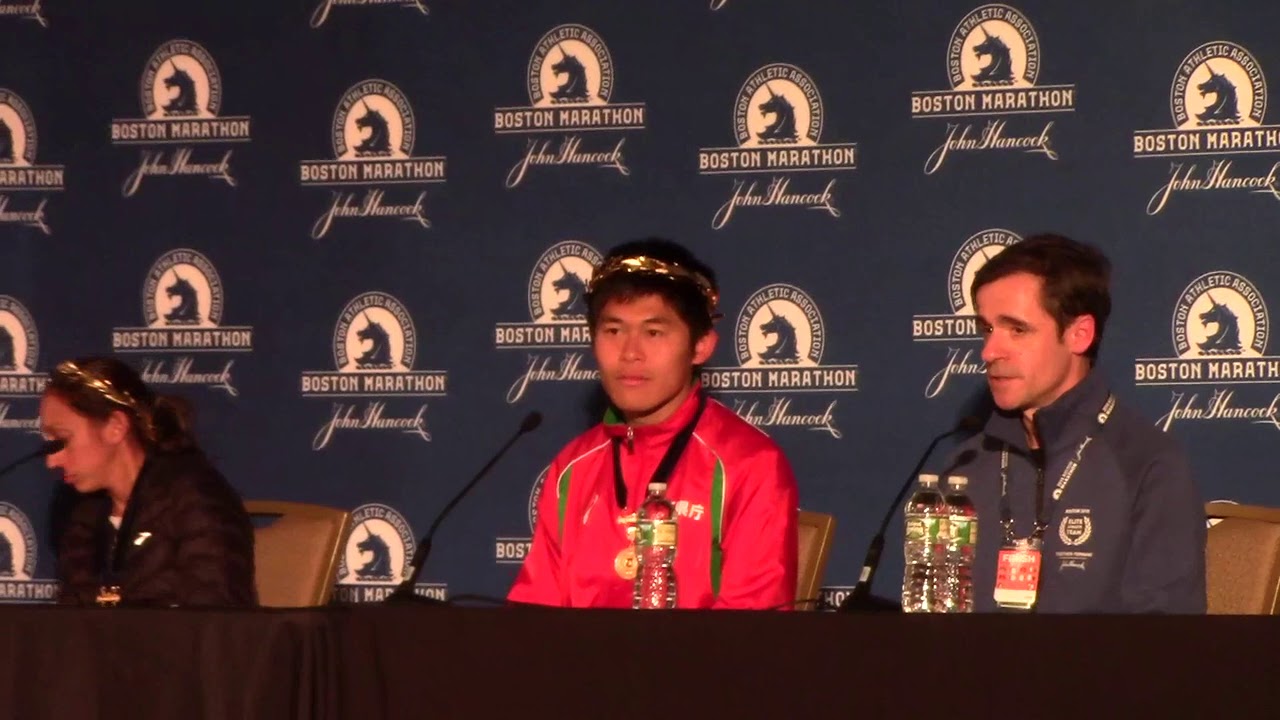 Desiree Linden and Yuki Kawauchi 2018 Boston Winners Press Conference