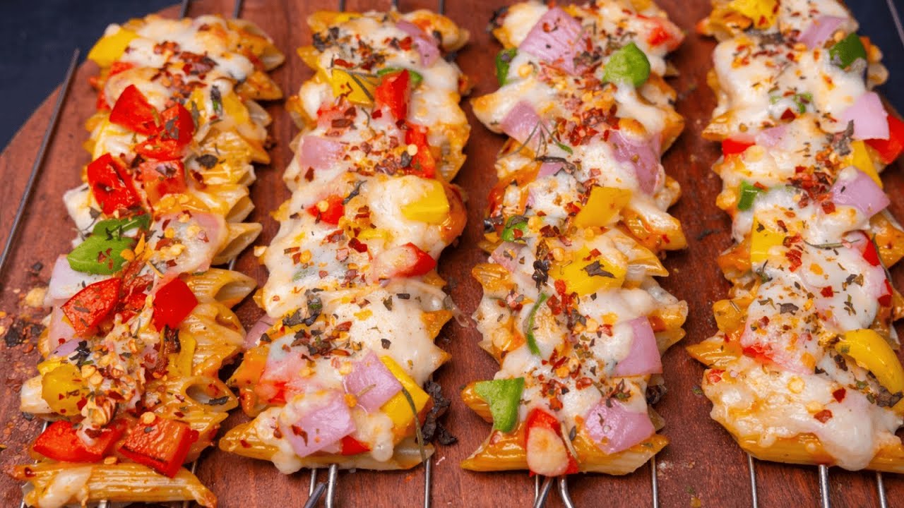 Pasta Pizza Skewers 🍝🍕🔥 | Cheesy Masala Pasta Sticks | Grilled Pasta Tikka 🍢