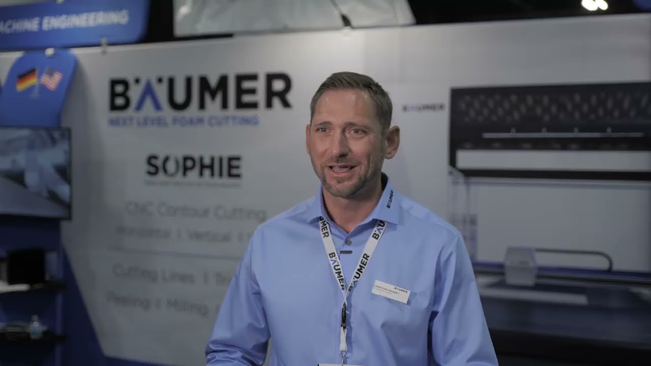 Bäumer's CEO, Christoph Magnet, speaks to the Foam Expo team