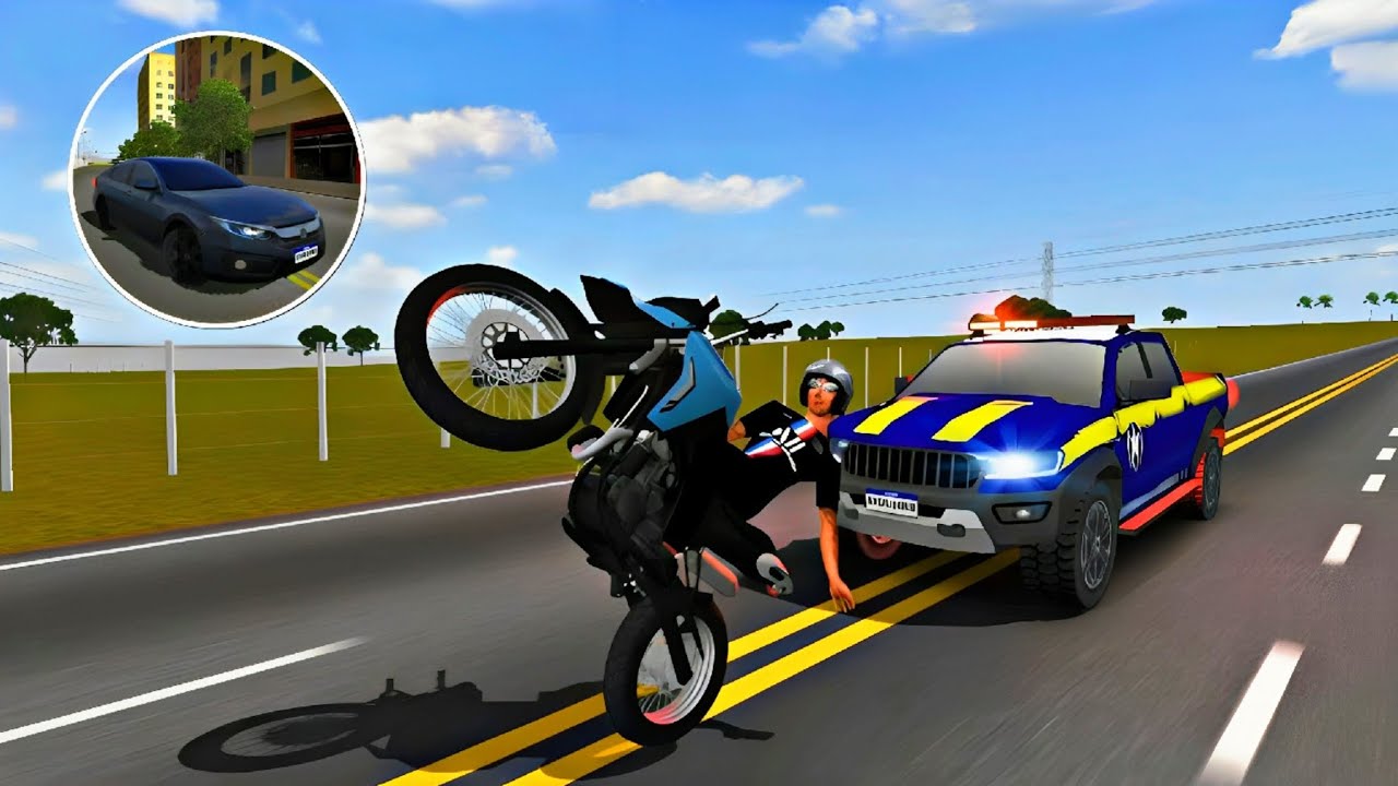 FUGA da POLÍCIA de MOTO e HONDA CIVIC no MOTO WHEELIE 3D !!