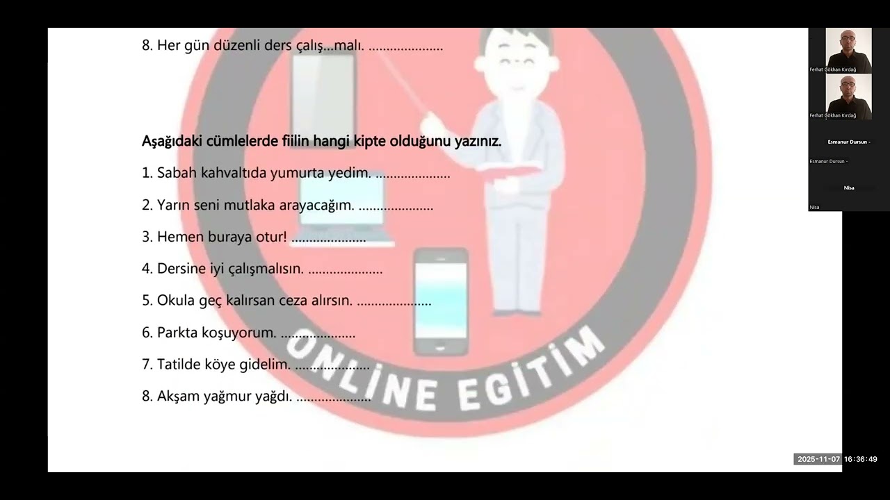 Kipler Etkinlik #meb #türkçe #zaman #ekler #etkinlik #ortaokul 
