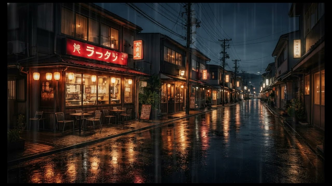 Midnight Cafe Japan 🌙 1 Hour Rainy Night Lofi for Sleep, Study & Relax