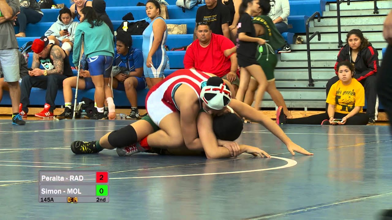 Girls Wrestling: 2015 Pa'ani: 145a: Angela Peralta (Radford) vs. Alexandria Simon (Molokai)