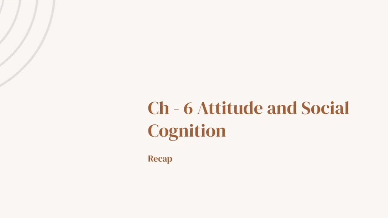 Recap - Ch-6 Attitude and Social Cognition 