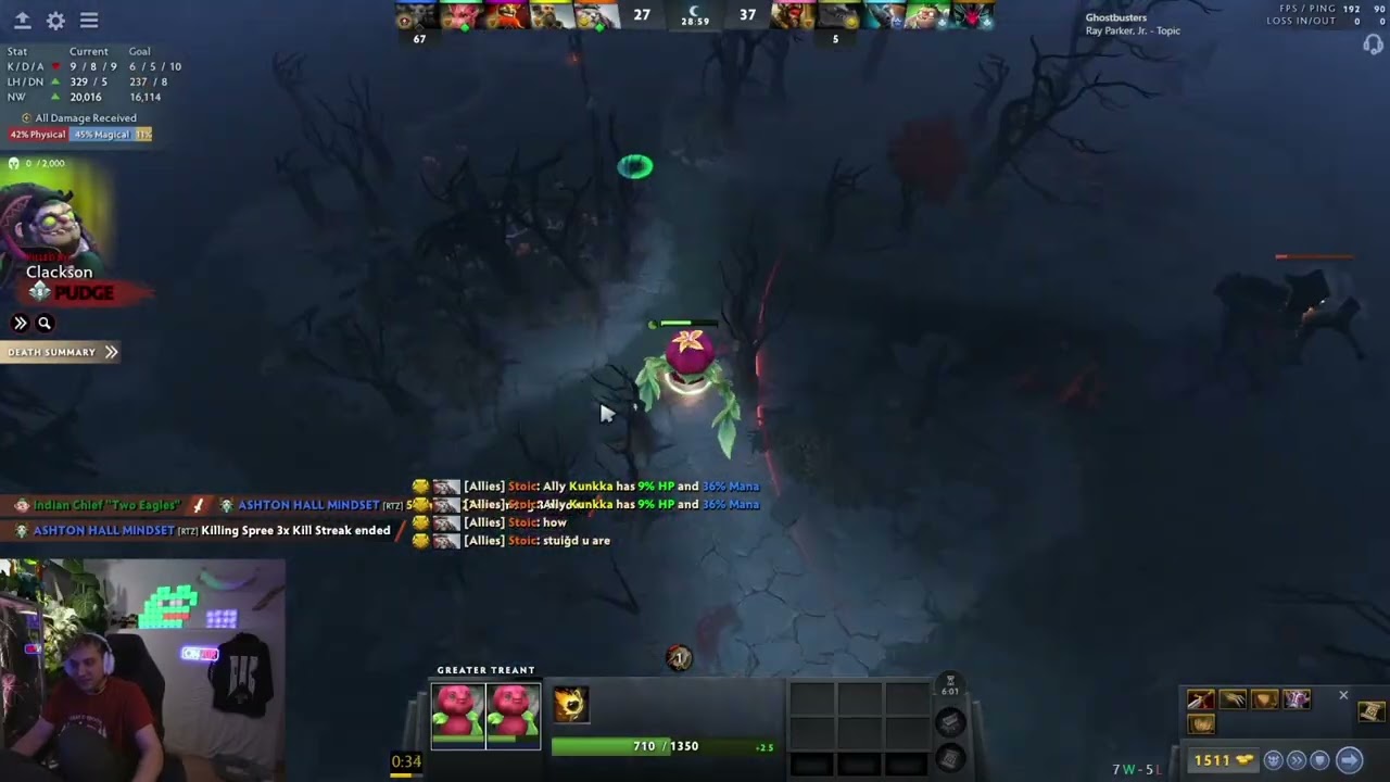 Arteezy is upset with Kunkka