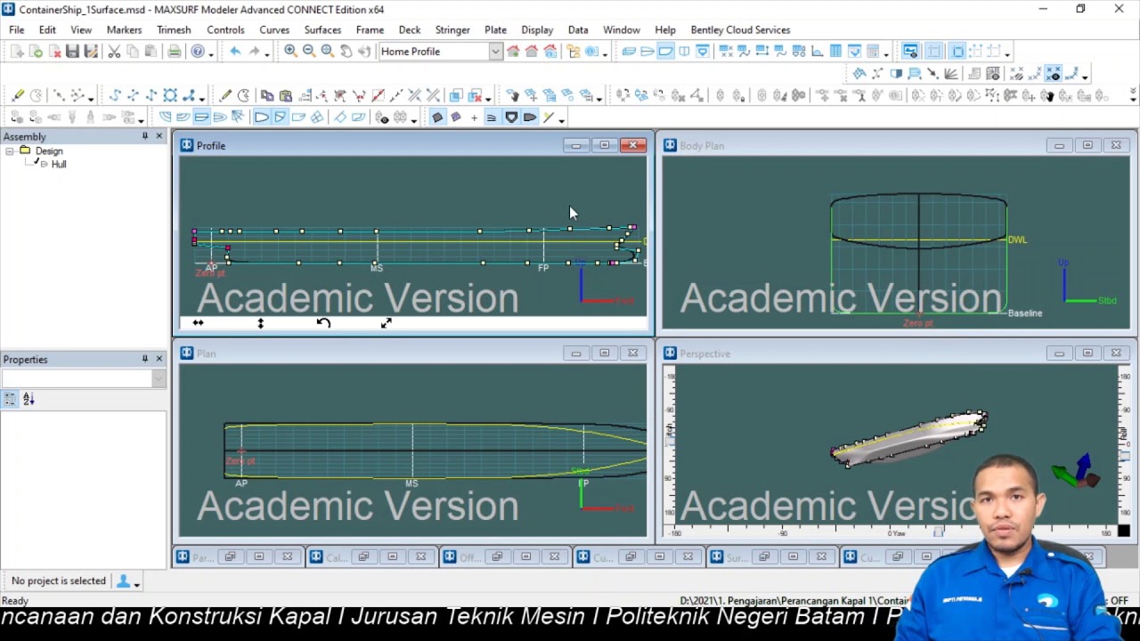 Pemodelan dan Modifikasi Model Kapal di Maxsurf Modeler dari Sample Design