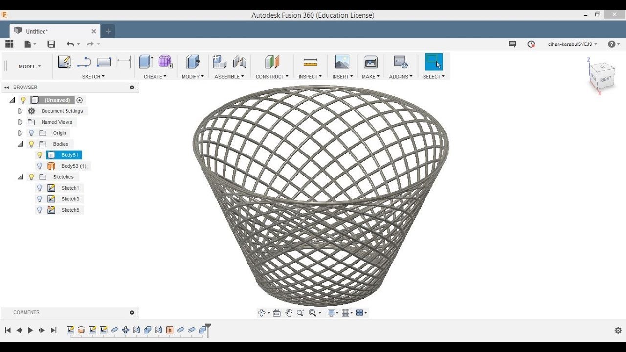 Fusion 360 Circular Profile Basket