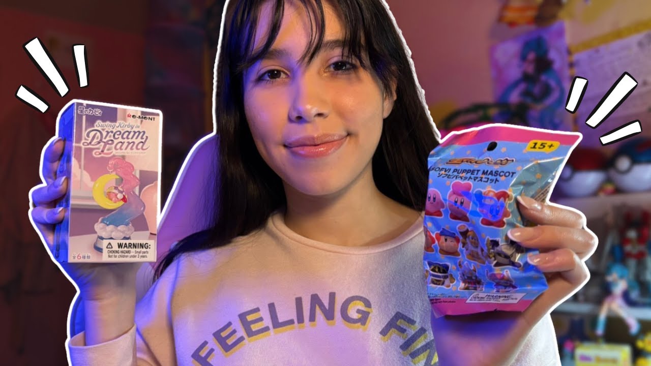 ASMR Opening Kirby mystery boxes (tapping, crinkles, whispering)