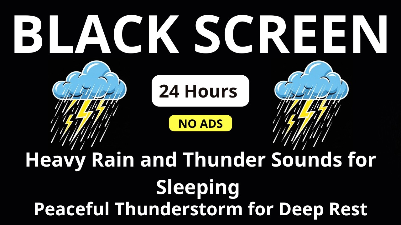 🔴 Heavy Rain and Thunder Sounds for Sleeping &ndash; Black Screen | Peaceful Thunderstorm for Deep Rest