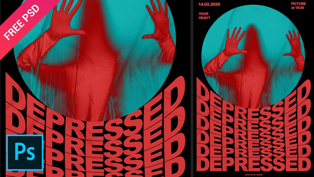 Typography Poster Depressed with Warp in Photoshop - Tutorial Photoshop 2020