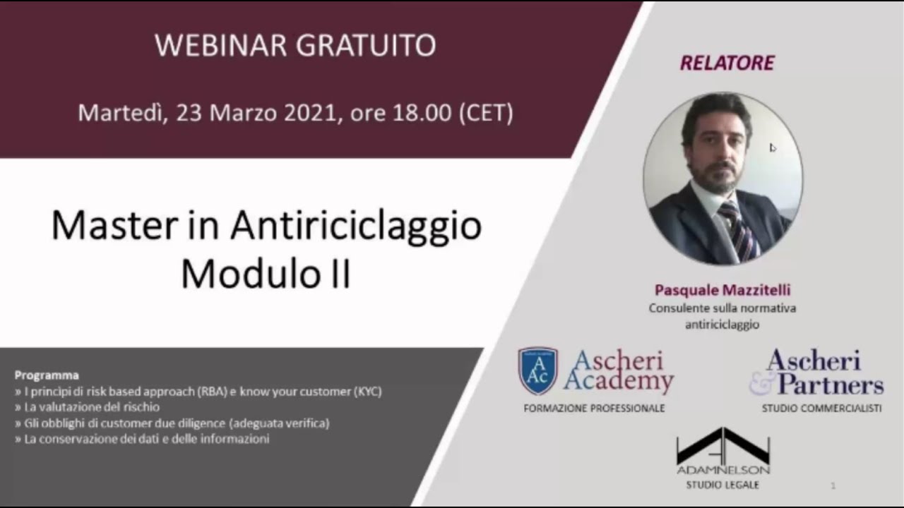 Master in Antiriciclaggio - Modulo II