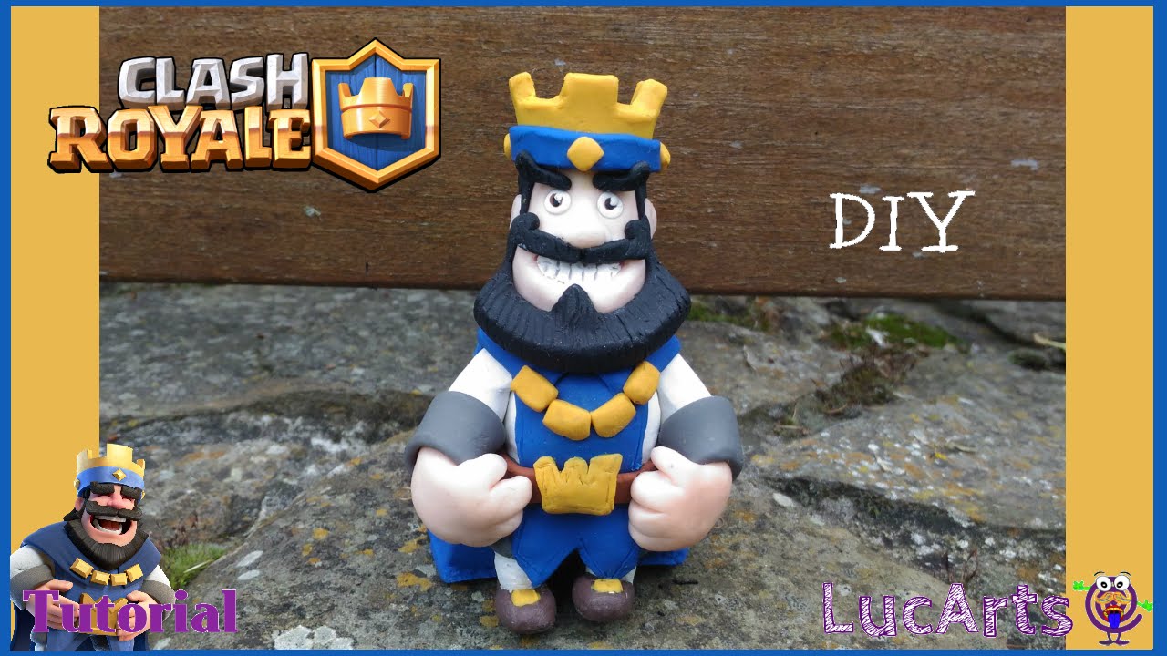 King Clash Royale Polymer Clay Tutorial/ Rey Clash Royale con plastilina-porcelana fría