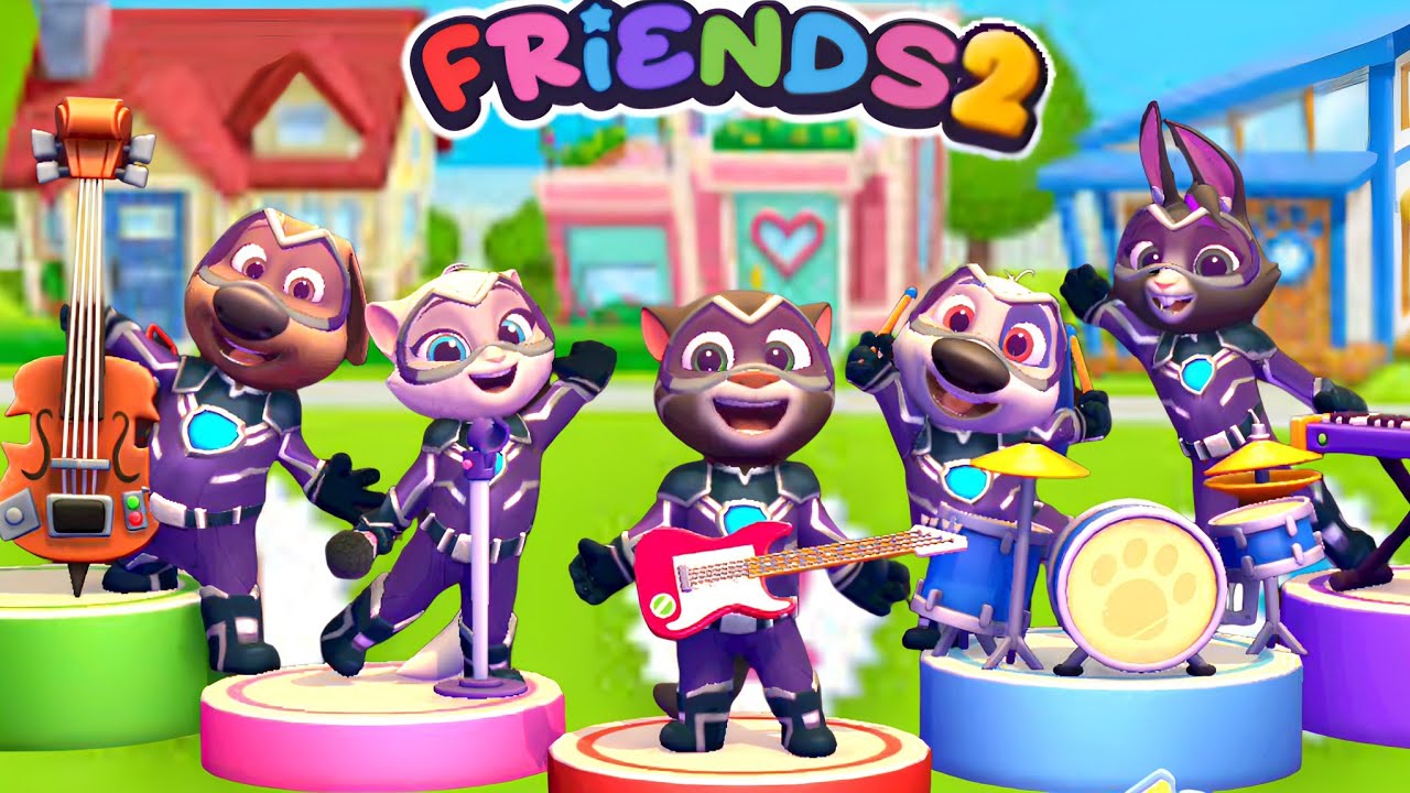 Rock Stars in My Talking Tom Friends 2 Dark SuperHero costumes unlocked Gameplay Android ios 