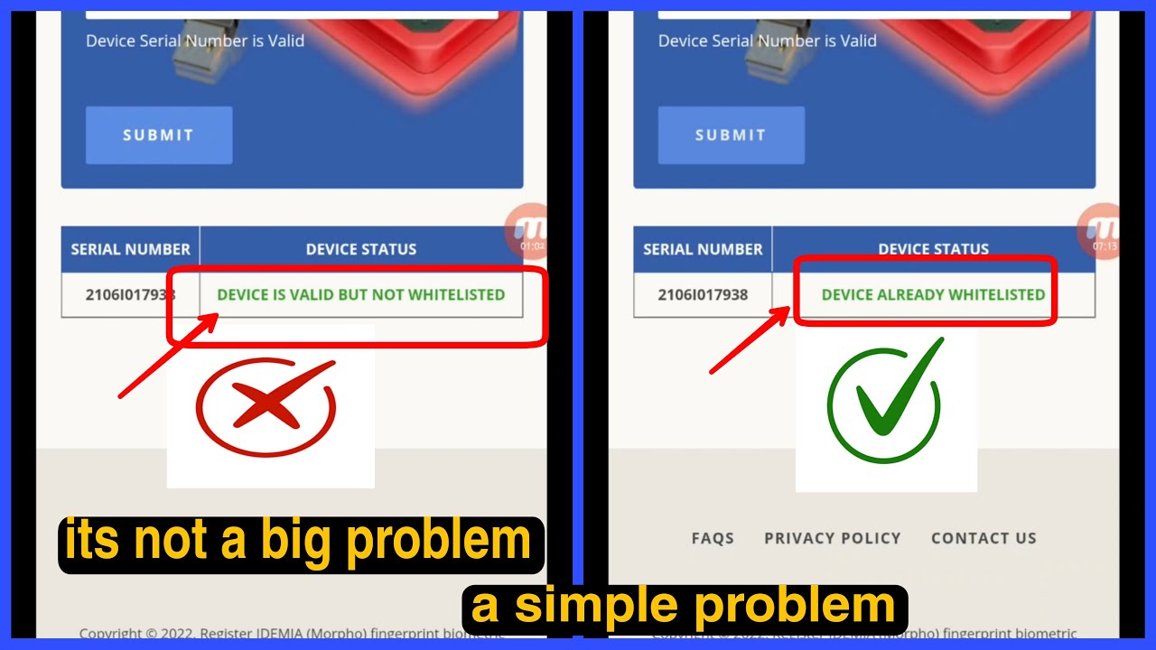device is valid but not whitelisted/ morpho activation code / actually its not a problem its simple