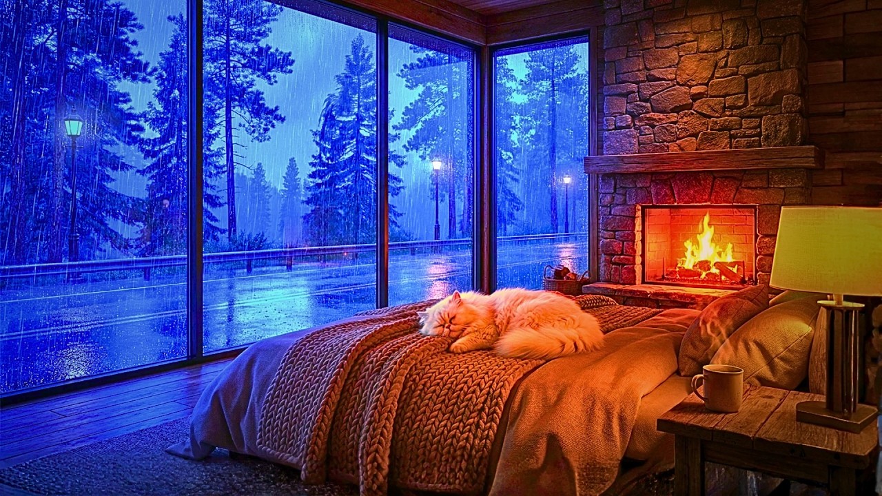 Relaxing Rain Sounds in a Cozy Bedroom for Drifting to Sleep  (8 Hours) | Relaxing Rain ASMR