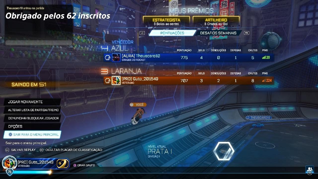 Rocket League bronze 3 ate o prata 1