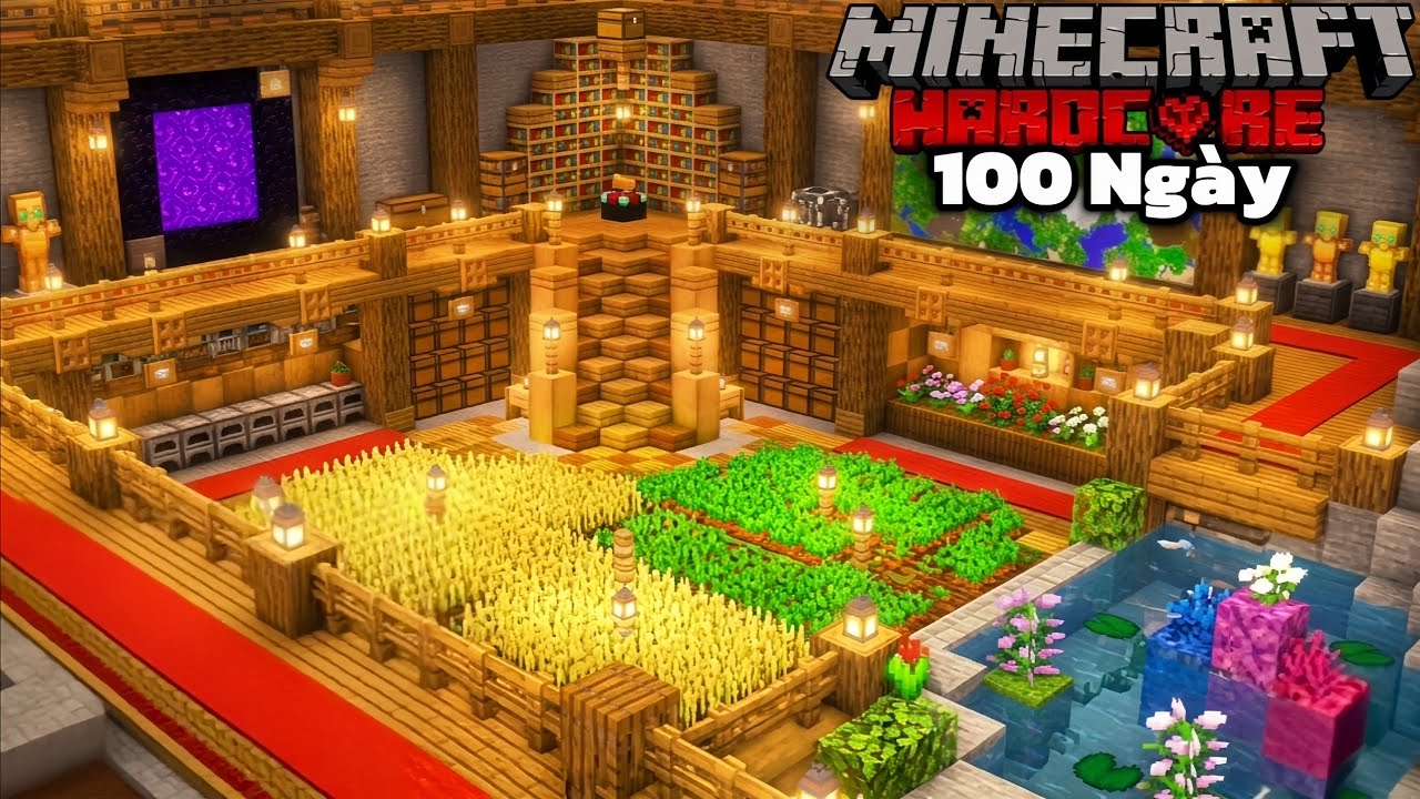T&ocirc;i Đ&atilde; Sống S&oacute;t 100 Ng&agrave;y Để X&acirc;y Dựng CĂN CỨ NGẦM ẤM C&Uacute;NG Trong Minecraft Hardcore!!