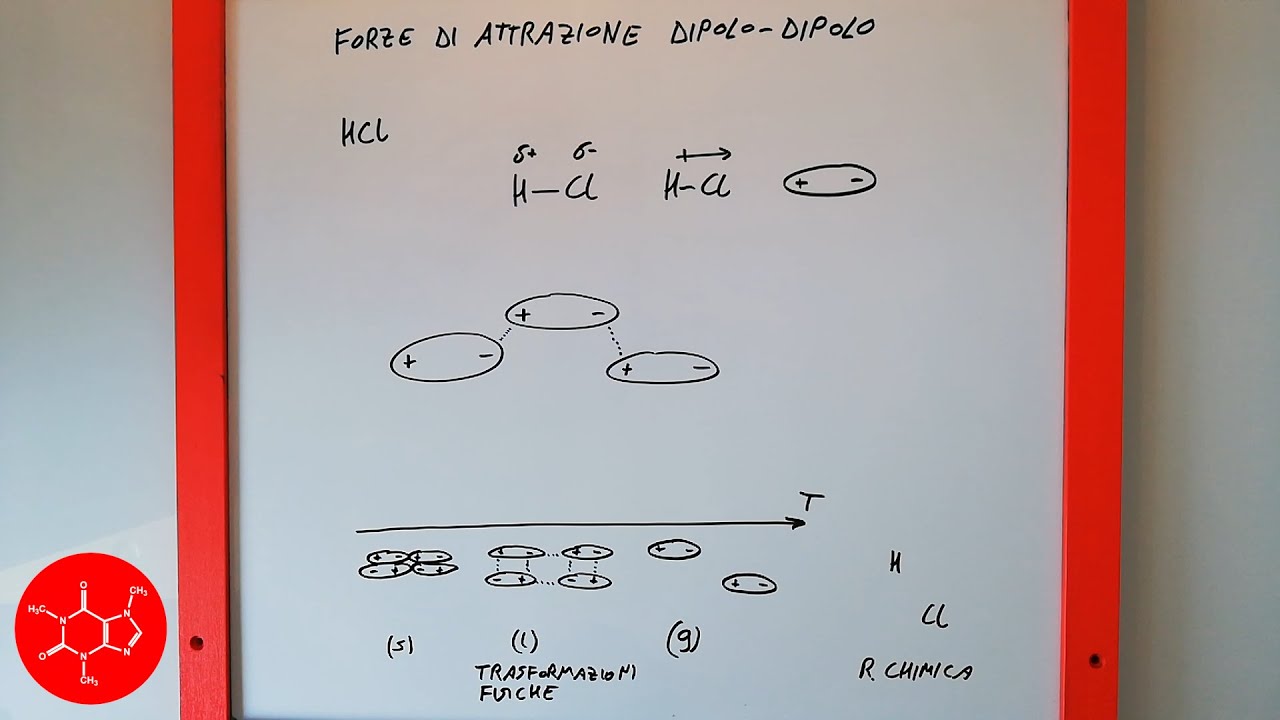 Forze di attrazione dipolo-dipolo (legami intermolecolari) tra molecole polari - lezione di chimica