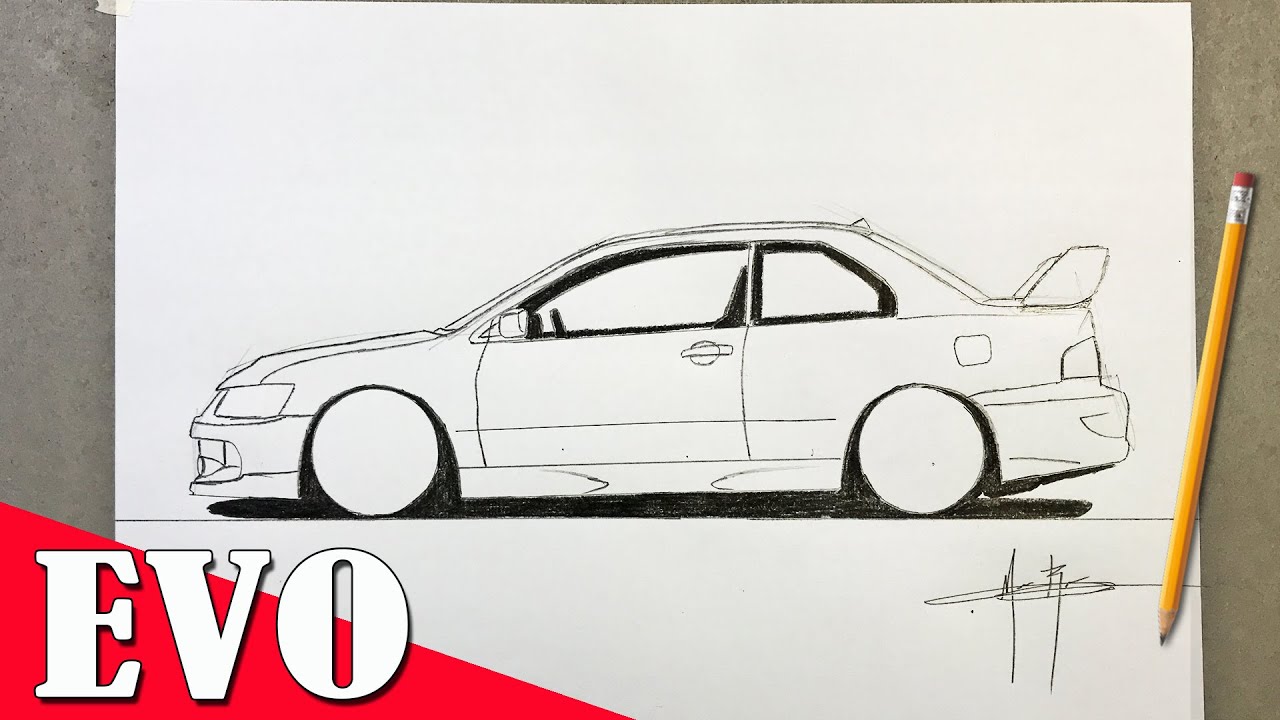 ✏️COMO DIBUJAR UN MITSUBISHI LANCER EVo A LAPIZ ✏️