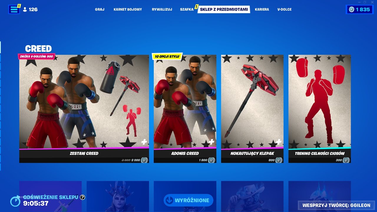 SKLEP FORTNITE 3.03.2023 *ADONIS CREED NOWY SKIN, KRYSZTAŁ, ASTRALNA ASASYNKA, BECZUŁKOWY ZESP&Oacute;Ł*