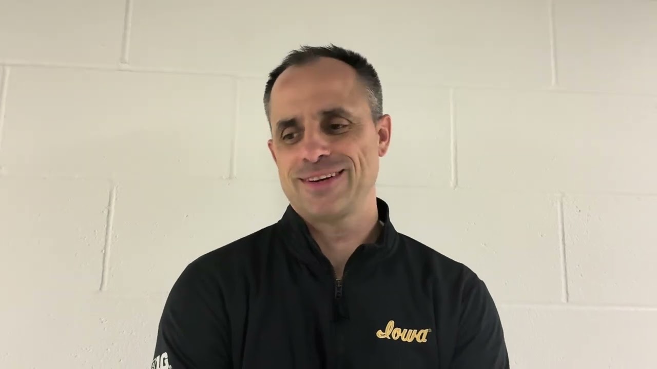 Ben McCollum reacts to Iowa basketball’s win over Washington