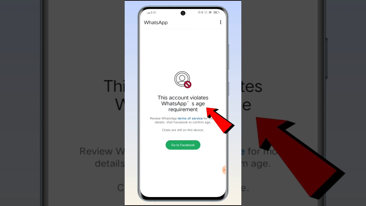 This account violates whatsapp age requirement problem 2026 | #shorts #whatsappproblem