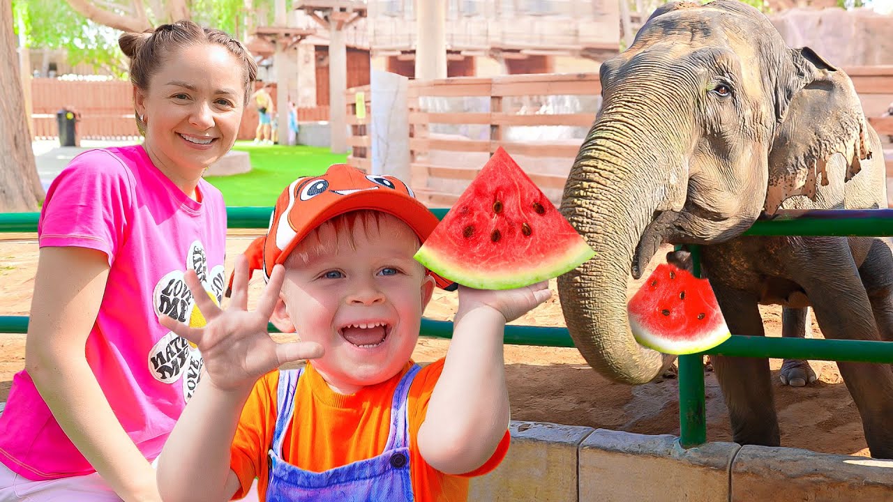 Diana Roma Oliver cho động vật ăn tại Sở th&uacute; Emirates Park