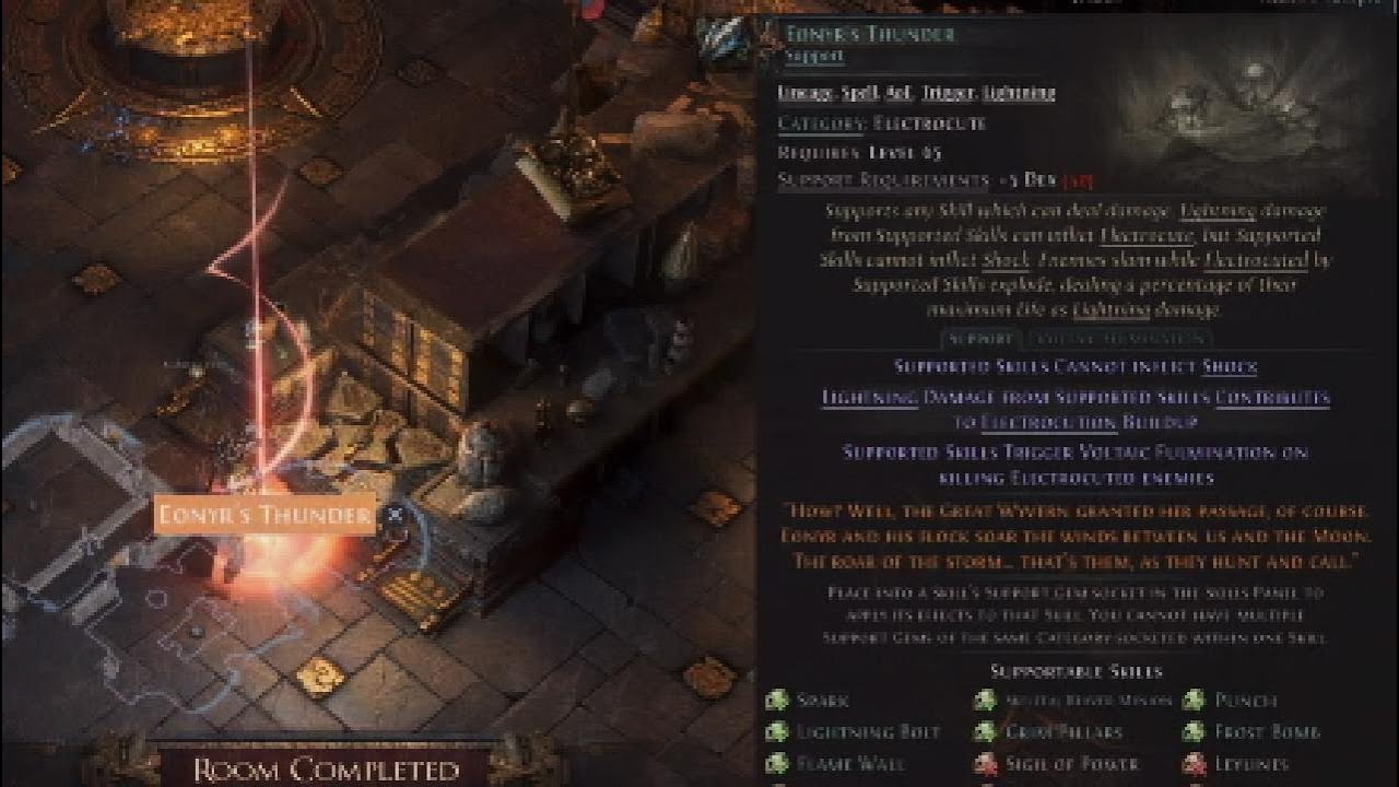 Path of Exile 2 Eonyr's Thunder Drop Location Electrocute Corpse Explode New Lineage Support Gem