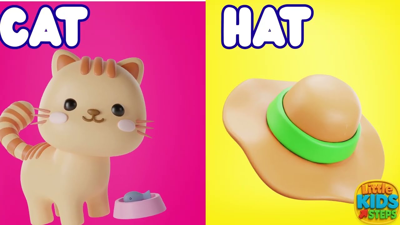 Fun Rhyming Words for Kids! 🐱🎩🌞🌈 Sing & Learn!