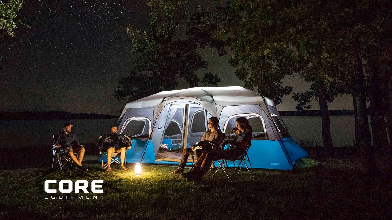 CORE Equipment 12 Person Lighted Instant Cabin Tent Setup